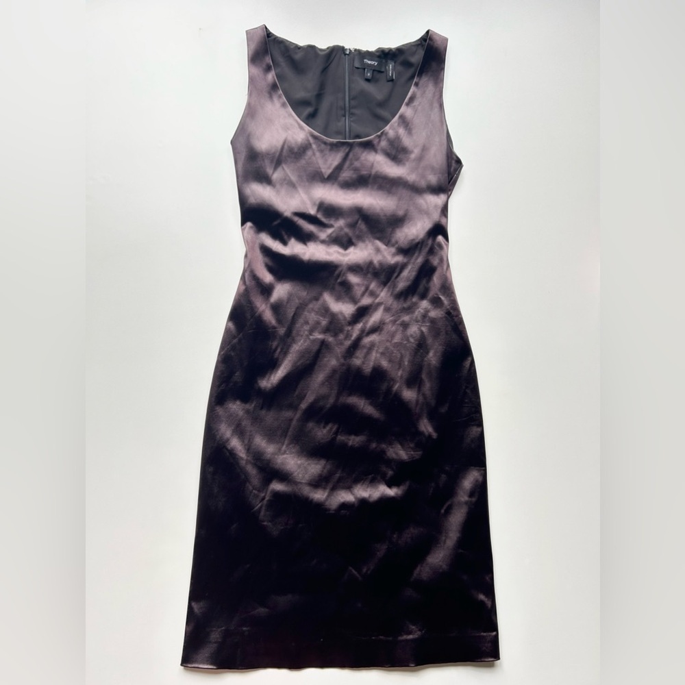Theory Fitted Midi Dress stretch faux leather size 0 - Picture 3 of 8